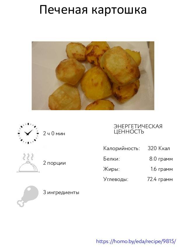 Сколько калорий в вареном картофеле с солью (на 100 грамм)
