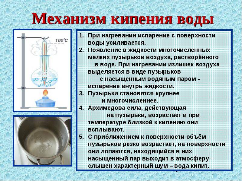 Температура кипения воды: этапы закипания жидкости