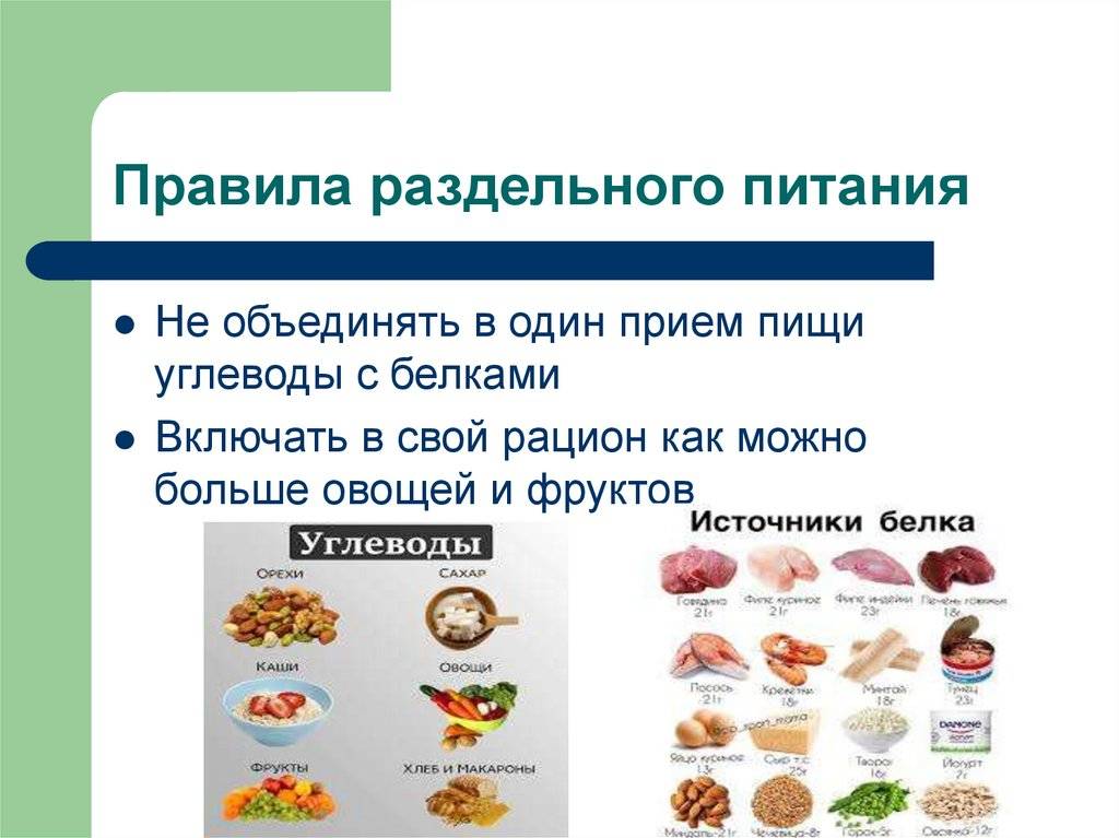 Раздельное питание для похудения: меню и таблица продуктов
