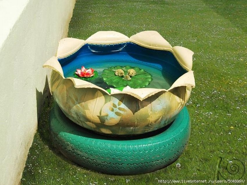 Как сделать декоративный пруд из покрышки (колеса) своими руками: поэтапное описание работ для маленького бассейна из покрышки