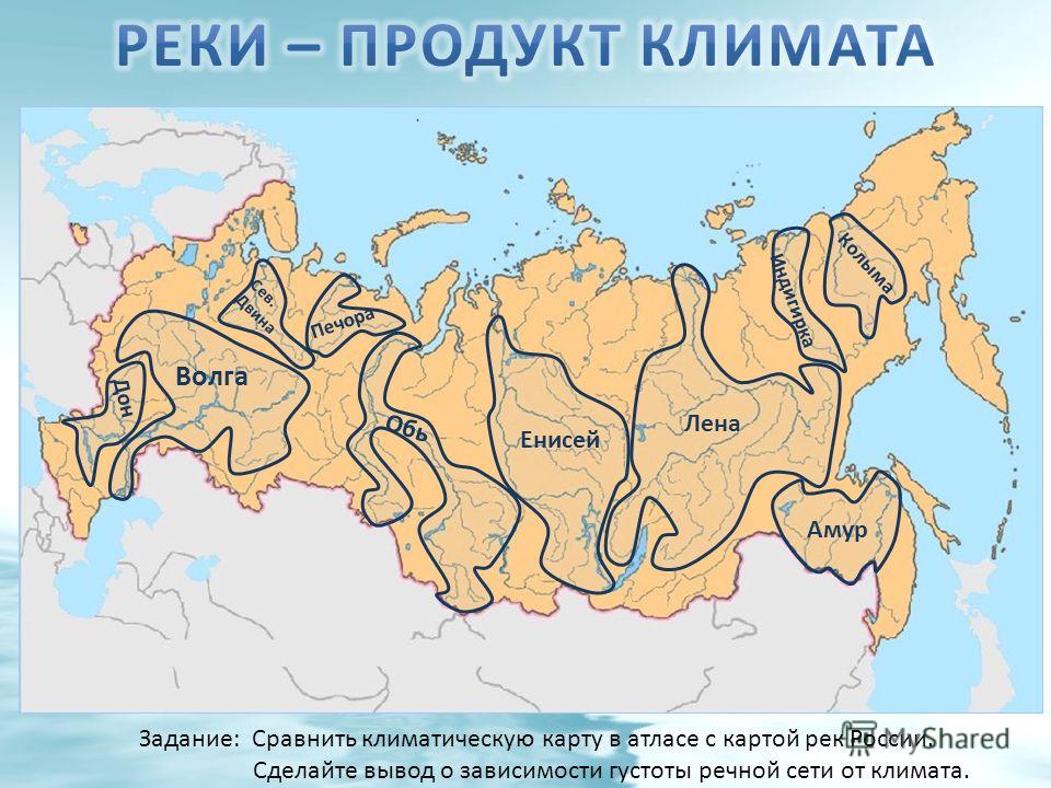 Направление рек в россии карта