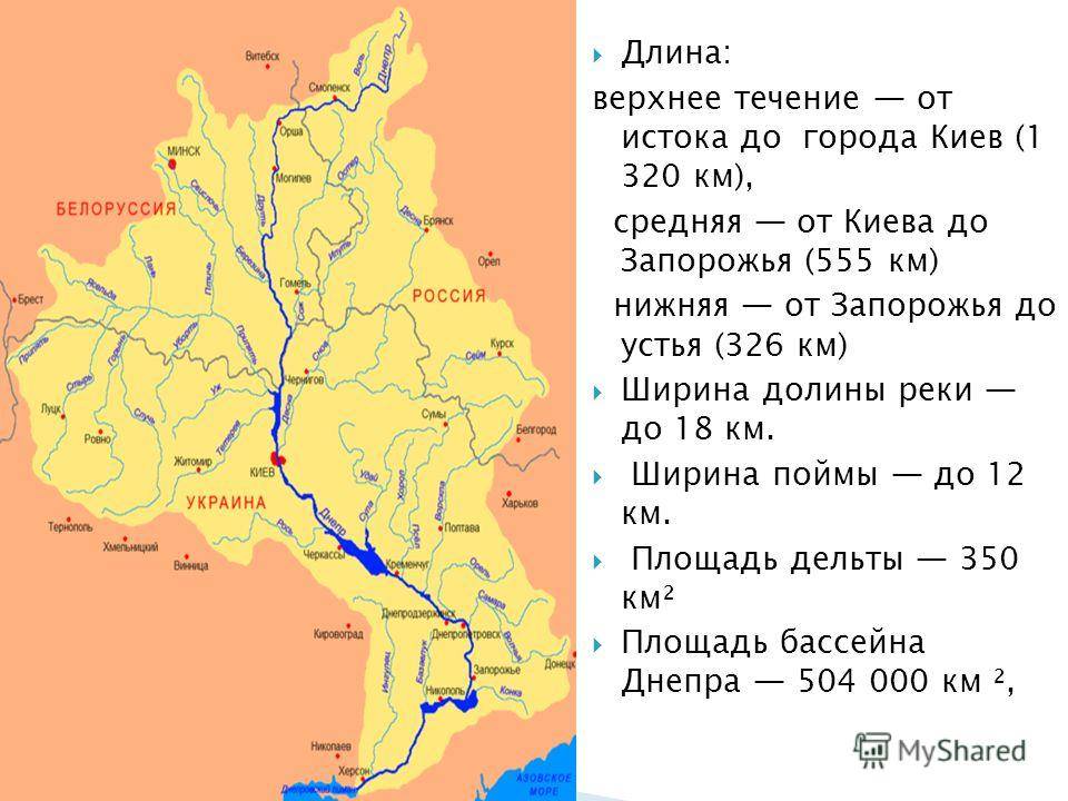 Днепр - река с историей. исток реки и города на днепре
