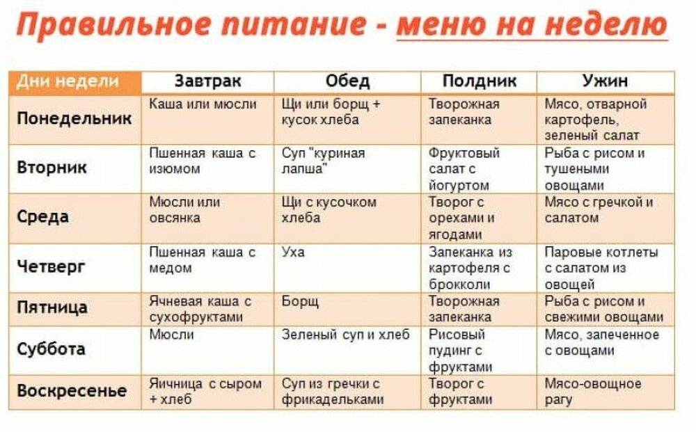 Правильное питание на неделю, меню здорового питания для похудения - medside.ru