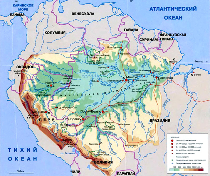 Амазонская ⚠️ низменность: где находится на карте мира, в каком климатическом поясе расположена