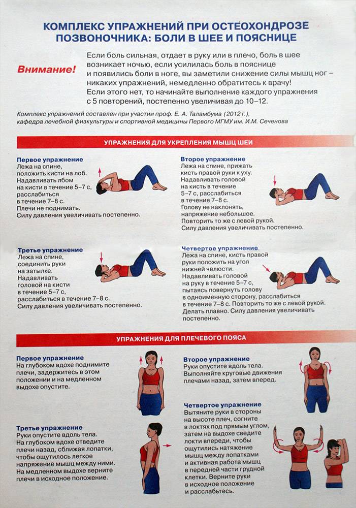 Упражнения для укрепления мышечного "корсета" грудного и шейного отдела позвоночника