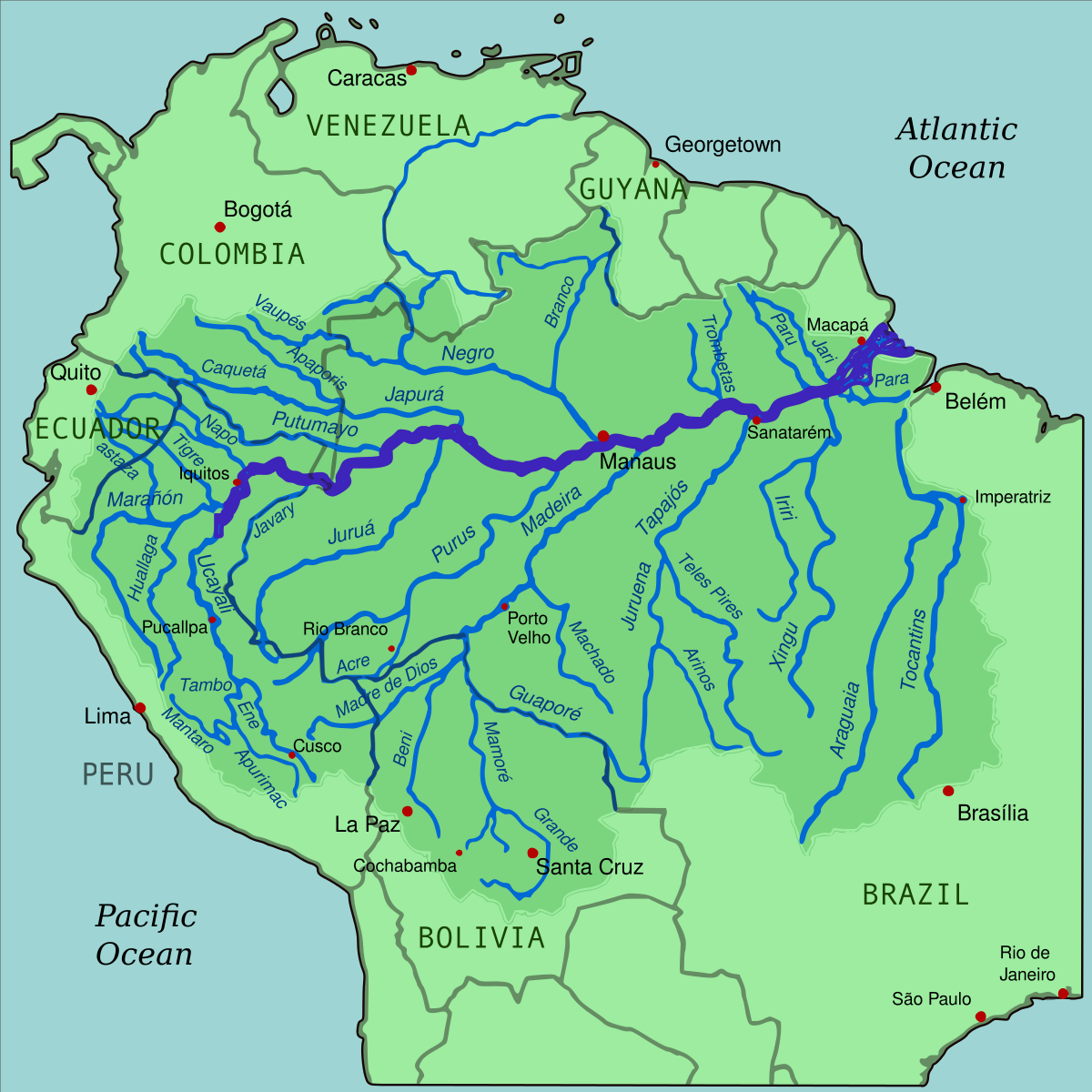 Где находится река амазонка: расположение на карте и материке