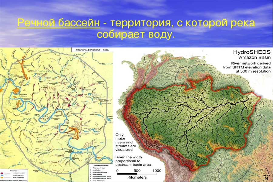 Рельеф реки на карте