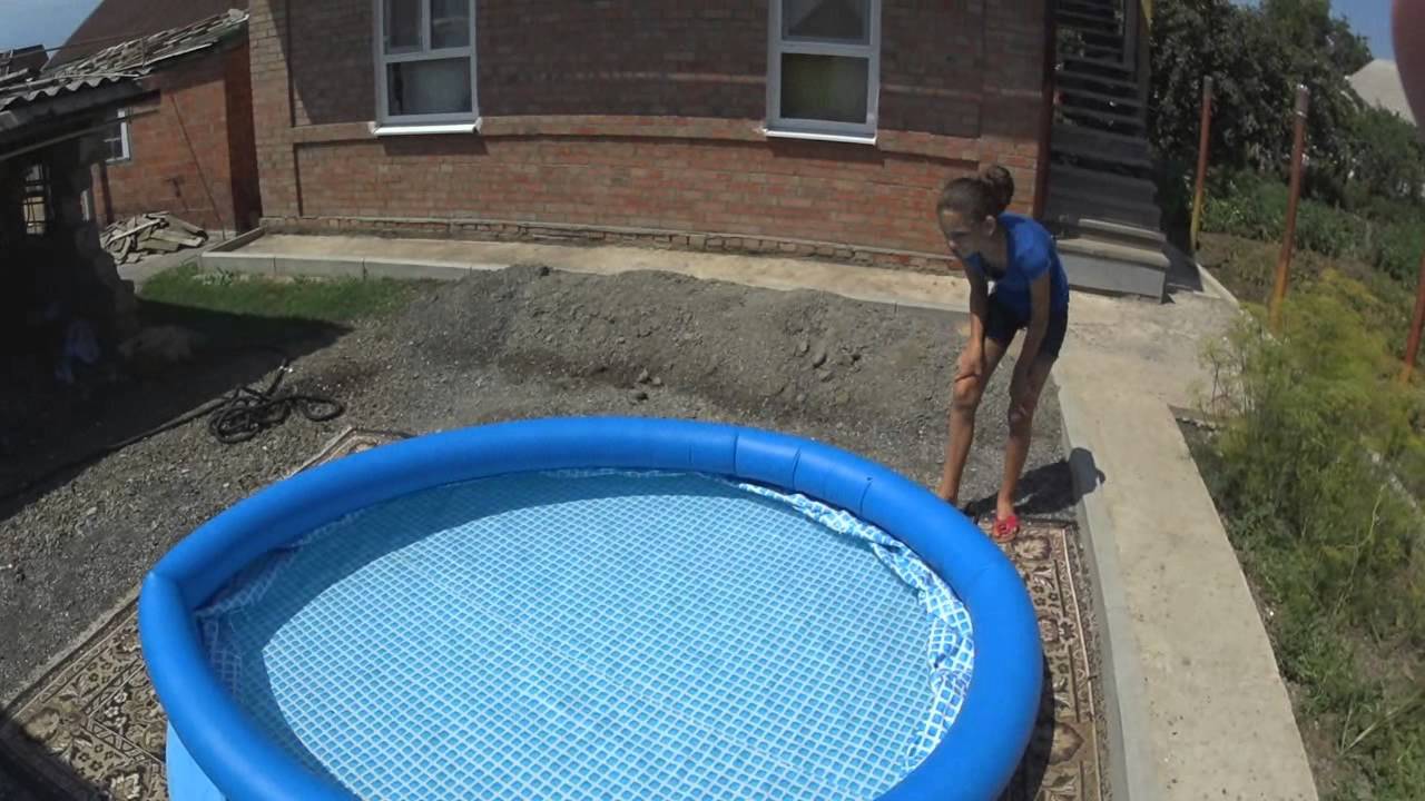 Видео воды в бассейне. Наполнение бассейна. Водоснабжение бассейна на даче.